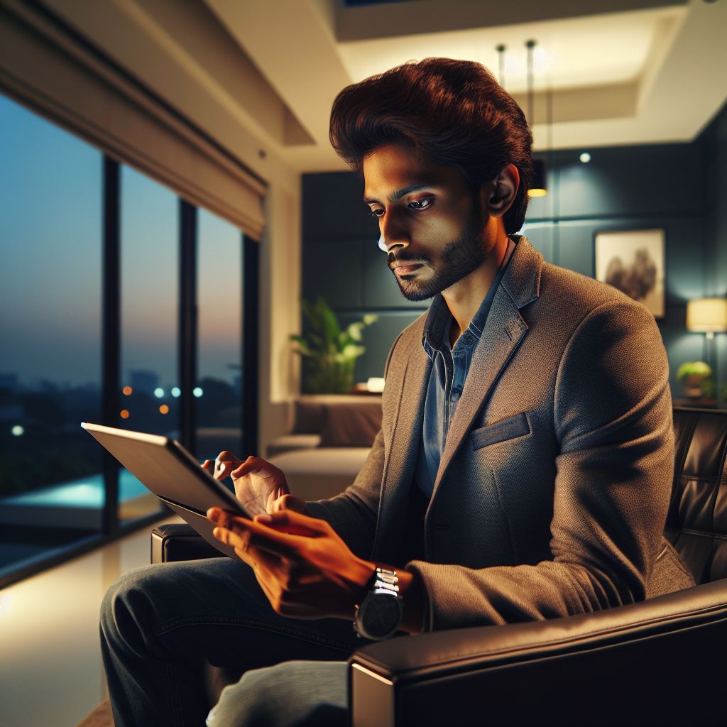 Focused online player in Dhaka checking live gaming options on a tablet