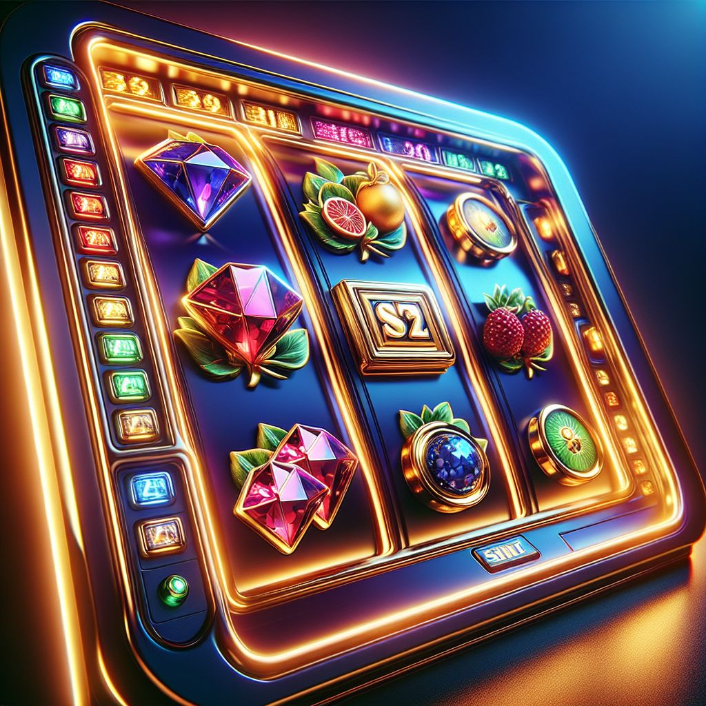 Detailed slot game screen showing colorful icons and polished interface elements in a sleek digital layout